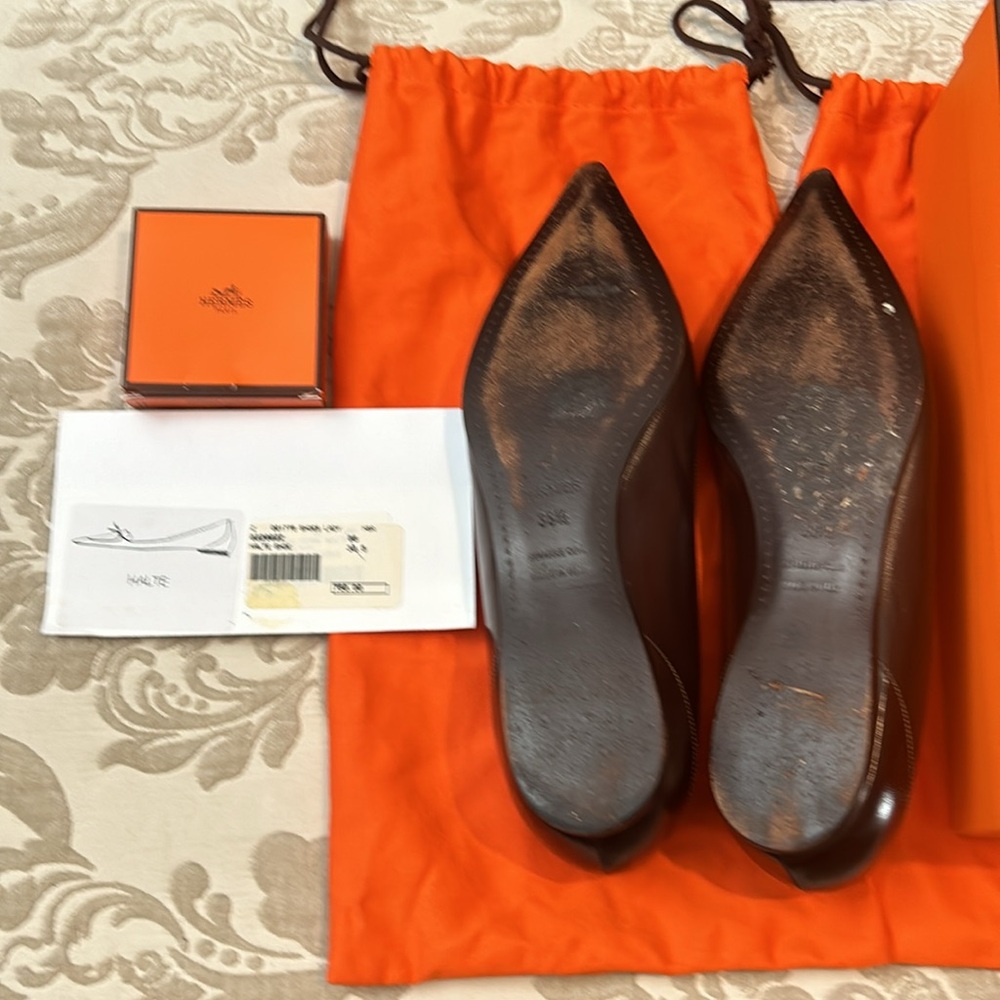 Authentic HERMES stunning dark brown flats in excellent condition size 38 1/2 - Picture 16 of 16